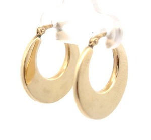 lot 48B image: Carla Design Flattened Oblong Hoop Earrings in 14k Yellow Gold VIDEO
