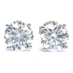 NEW! 4 Carat Round Brilliant Diamond Solitaire Stud Earrings in 14k White Gold w/ Report; $5,999 Retail *VIDEO*