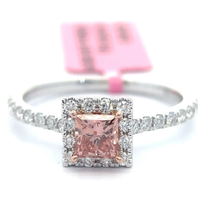 lot 13 image: NEW 0.85 Carat Fancy Pink & White Diamond Ring in 14k Two-Tone Gold w Report $2,145 Retail VIDEO