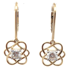 lot 20 image: NEW 1 Carat Diamond Mandala Infinity Love Knot Dangle Wire Back Earrings in 14k Yellow Gold $2,995 Retail VIDEO