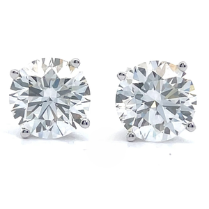 lot 22 image: NEW 3 Carat Diamond Solitaire Martini Stud Earrings in 14k White Gold w Report $2,995 Retail VIDEO