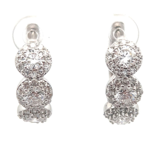 lot 23 image: NEW 2.25 Carat Diamond Triple Halo Hoop Earrings in 14k White Gold $3,395 Retail VIDEO