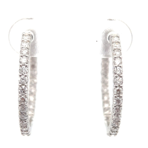 lot 34 image: NEW 1 Carat Diamond Round Inside-Out Hoop Earrings in 14k White Gold $2,245 Retail VIDEO