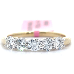 lot 35 image: NEW 1 Carat Diamond Five-Stone Anniversary Ring in 14k Yellow Gold $1,995 Retail VIDEO