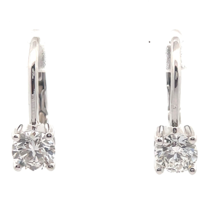 lot 38 image: NEW 1 Carat Diamond Solitaire Lever Back Earrings in 14k White Gold VIDEO