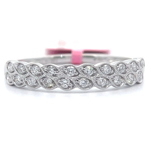 lot 42 image: NEW 0.25 Carat Diamond Two-Row Leaf Trellis Cluster Ring in White Gold VIDEO