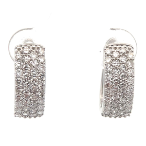 lot 43 image: NEW 1 Carat Diamond Pav Multi-Row Oblong Hoop Earrings VIDEO