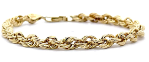 lot 46B image: Classic Brightly Polished Rope Chain Bracelet in 10k Yellow Gold VIDEO