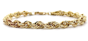 lot 50B image: Twisted Rope Bracelet   5mm Wide in 10k Yellow Gold VIDEO