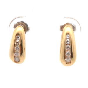 lot 55B image: 0.20 Carat Natural Diamond Curved J-Hoop Earrings in 14k Yellow Gold VIDEO