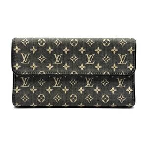 lot 42E image: Louis Vuitton Black Monogram Mini Lin Wallet Pre-Owned Retail $695