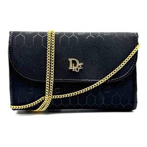 lot 22C image: Christian Dior Vintage Black Honeycomb Chain Wallet on Chain Pre-Owned Retail $950