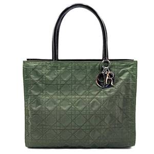 lot 11C image: Christian Dior Green Cannage Nylon Medium Diorissimo Tote with Charms Pre-Owned Retail $1,150