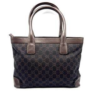 lot 33E image: Gucci Brown GG Monogram Canvas and Leather Trim Tote Bag Pre-Owned Retail $1,150