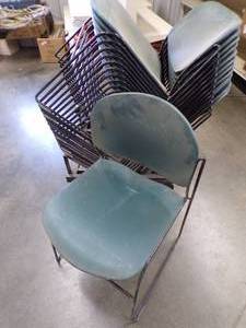 13 Staking Chairs with Chair cart with wheels