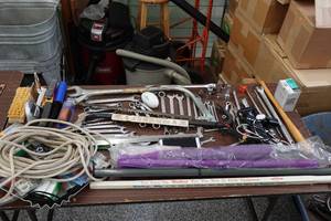 lot 343 image: Assorted Hardware - Craftsman Wrenches, Saw, Screws, Duster