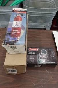 lot 345 image: Coleman ATV Mirror, Warning Triangle Kit and Vehicle Fire Protection