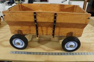 lot 106 image: Wooden Wagon with John Deere Metal Sign