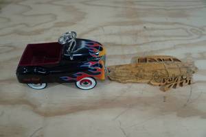 lot 190 image: Hot Rod Pedal Car with Wood Carving