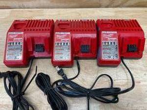 lot 65 image: Lot of 3 - Milwaukee M12M18 Charger Model # 48-59-1812
