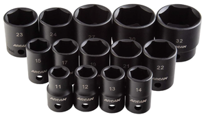 lot 54 image: 14-Piece Shallow Metric Impact Socket Set, 12 Dr. Arcan Professional Tools Model # AS21214M - 05232515