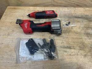 lot 112 image: MILWAUKEE M12 2550-20 Rivet Tool and M12 2460-20 Rotary Tool (missing parts) (Tool Only)