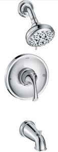 lot 116 image: MOEN Case of 6- Chrome Posi-Temp Tub and Shower Sets with Showerhead, Lever Handle, Tub Spout and Valve Included