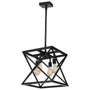 lot 17 image: Feit Electric Katalyst 60-Watt 4-Light Matte Black Modern Adjustable CCT and 3-Light Modes Integrated LED Pendant Light   Customer Returns See Pictures