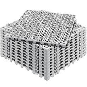 lot 22 image: VEVOR Interlocking Drainage Mat Floor Tiles PVC Modular Gym Flooring Tiles 12 x 12 x 0.6 in. (Gray 50 Pcs,50 sq ft)  Customer Returns See Pictures