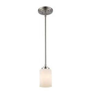 lot 25 image: Lot of Hampton Bay Helena 4.7 in 1-Light Brushed Nickel Mini Pendant with Frosted Glass Shades Customer Returns See Pictures