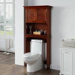 Home Decorators Collection Hampton Harbor 24.25 in. W x 66.5 in. H x 10.5 in. D Brown Over-the-Toilet Storage Customer Returns See Pictures