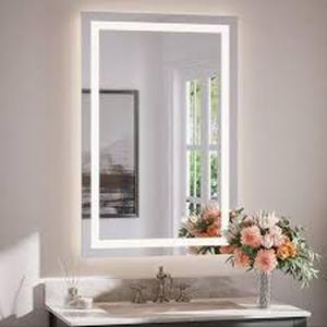 KeonJinn 24 in. W x 36 in. H Rectangular Frameless with Frontlit & Backlit Anti-Fog LED Mirro Wall Mount Bathroom Vanity Mirror Customer Returns See Pictures