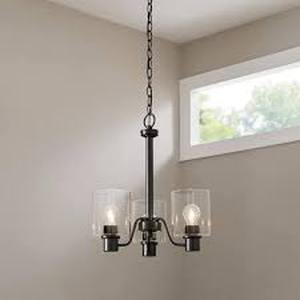 lot 24 image: Hampton Bay Castleford 3-Light Oil Rubbed Bronze Transitional Classic Chandelier for Dining Areas with No Bulbs Included Customer Returns See Pictures