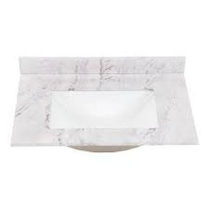 lot 30 image: Home Decorators Collection 31 in. W x 22 in. D Engineered Stone Composite White Rectangular Single Sink Vanity Top in Lunar Customer Returns See Pictures