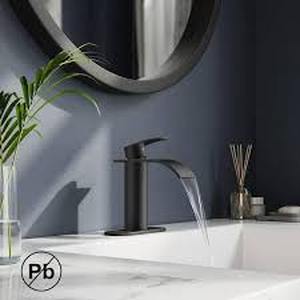 ANZA Single-Handle Bathroom Faucet with Deckplate Included and Spot Resistant in Matte Black  Customer Returns See Pictures