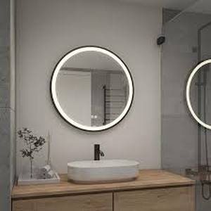 Artika Manson 24 in. W X 24 in. H Round Defog Matte Black Frame Integrated LED Wall Bathroom Vanity MirrorCustomer Returns See Pictures