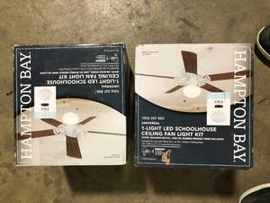 lot 31 image: Lot of Hampton Bay 1-Light Multi-Finish Ceiling Fan Globe LED Light Kit Customer Returns See Pictures