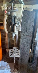 lot 13 image: Antique Hand Crank Drill Press
