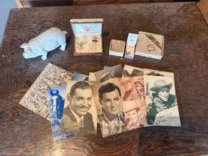 lot 170 image: Vintage Cardboard Photos, Jewelry & Cast Iron Pig