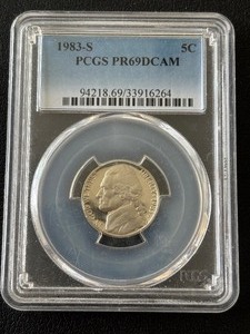 lot 42 image: 1983-S Jefferson Nickel Proof PCGS PR69 Deep Cameo