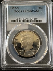 lot 45 image: 1992-S Kennedy Half Dollar Proof PCGS PR69 Deep Cameo