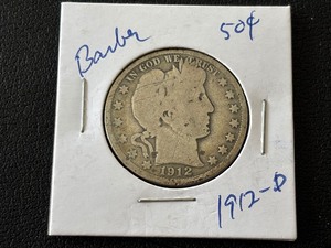 lot 34 image: 1912-D Barber Half Dollar