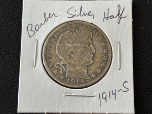 lot 37 image: 1914-S Barber Half Dollar 992,000 Minted