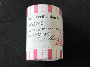lot 95 image: Andrew Johnson Dollar Roll Uncirculated Encapsulated