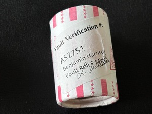 lot 97 image: Benjamin Harrison Dollar Roll Uncirculated Encapsulated