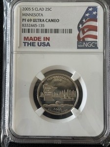 lot 78 image: 2005-S Minnesota Quarter Proof NGC PF69 Ultra Cameo
