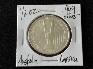 lot 80 image: .999 Fine Silver AustraliaAmerica Memorial Half Dollar