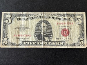 lot 84 image: 1963 Red Seal $5 Dollar Note
