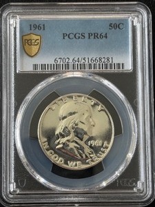 lot 2 image: 1961 Franklin Dollar Proof PCGS PR64