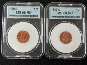 lot 6 image: 1983 Lincoln Cents MS68 Red